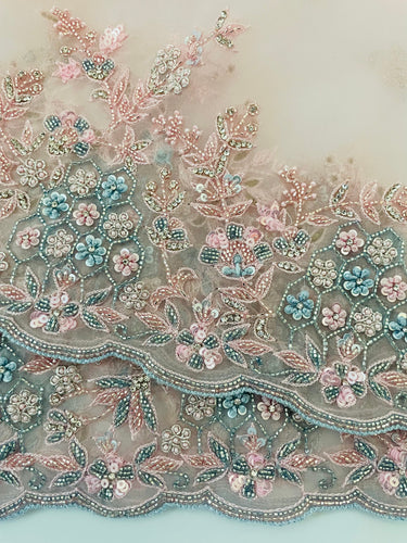 Handmade Premium Organza Saree | Light Pink | Hand Embroidery | Ships from California